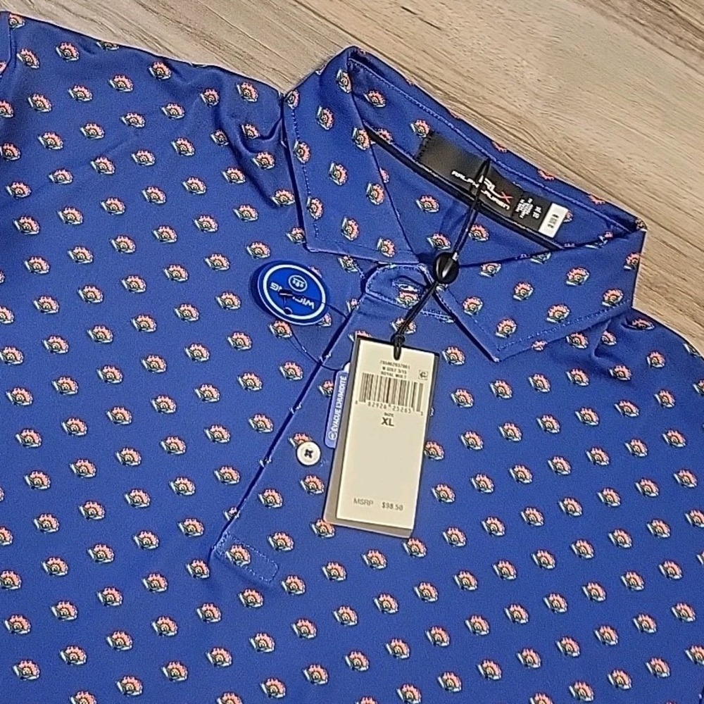 RLX Ralph Lauren Wicking Performance Polo‎ Shirt Mens XL Floral Print $98.50 NEW